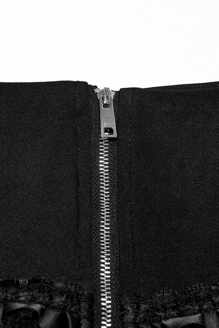 Black Multi-Layered Stitching Lace-Up Mesh Women's Punk Skirt - Product - 7