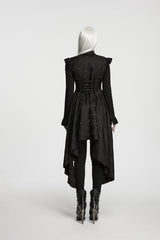 Black Stand Collar Sleeveless Jacquard Cut-Out Lace-Up Asymmetric Women's Gothic Elegant Vest - Product - 4