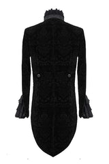 Black Court Pattern Stand Collar Gothic Mens Coat - Product - 6