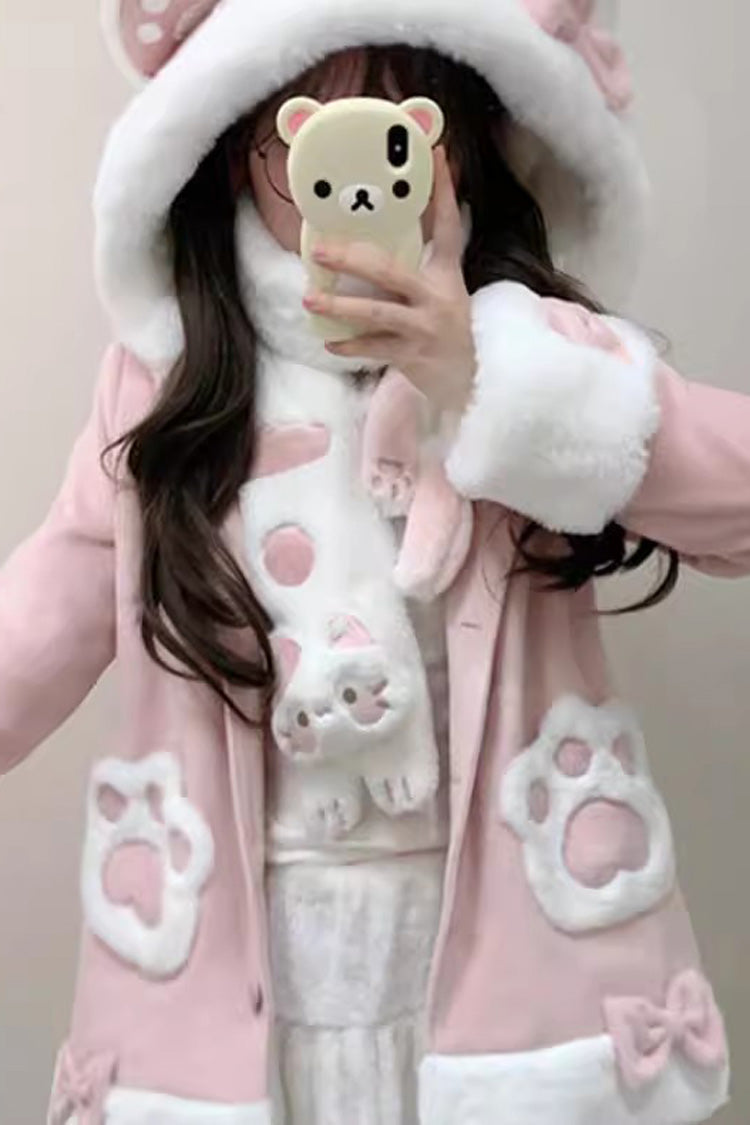 Calico Cat Long Sleeves Bowknot Hooded Daily Sweet Lolita Coat 3 Colors - Product - 6