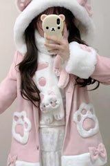 Calico Cat Long Sleeves Bowknot Hooded Daily Sweet Lolita Coat 3 Colors - Product - 6