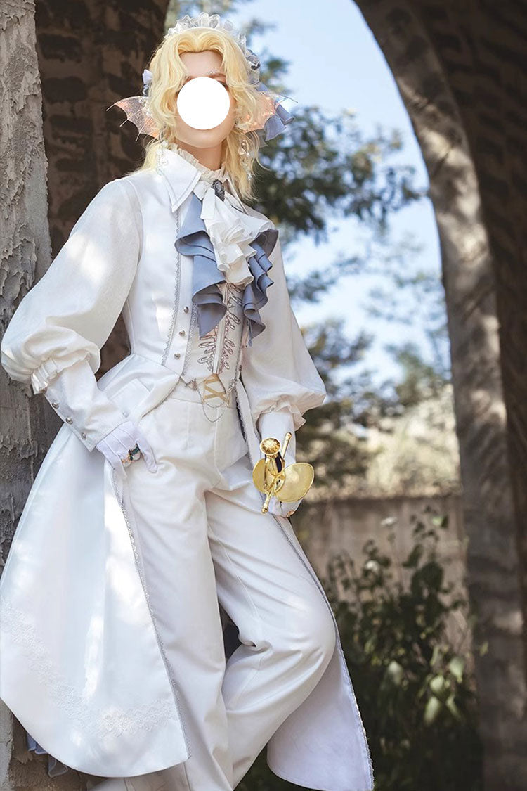White Mermaid Bone Embroidery Ouji Fashion Handsome Lolita Long Pants - White - 1