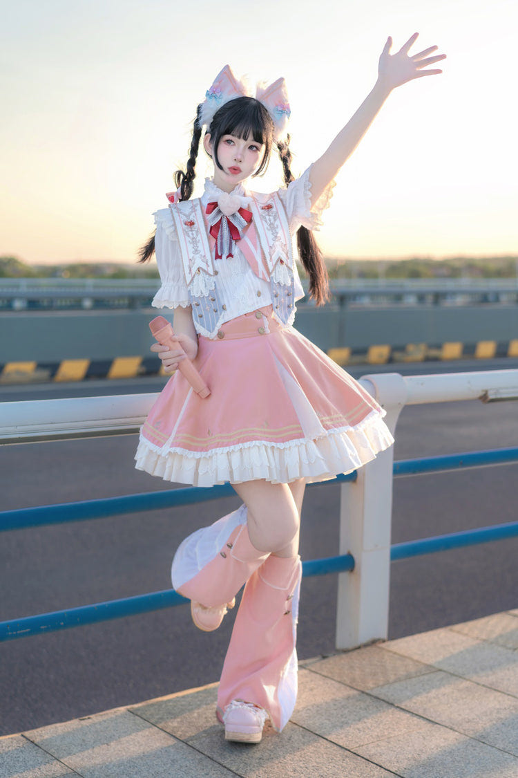Pink [Messenger of Heaven] Ruffle Sweet Princess Lolita Skirt - Product - 6