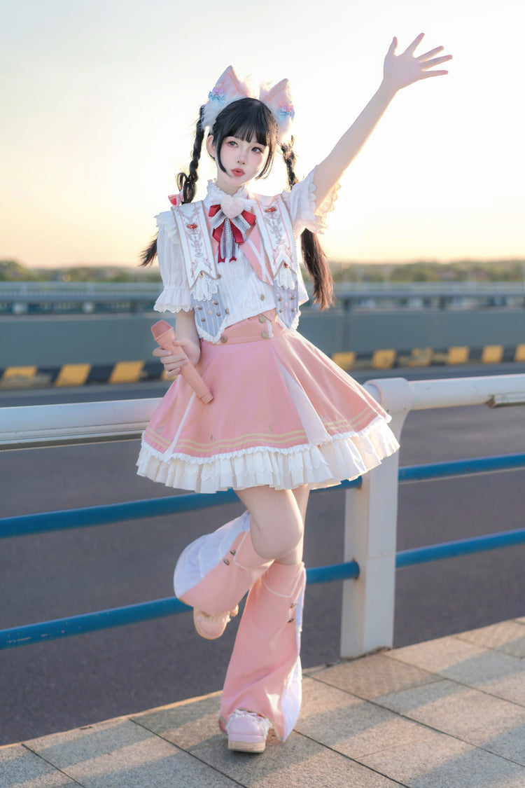 Pink [Messenger of Heaven] Ruffle Sweet Princess Lolita Skirt - Product - 6
