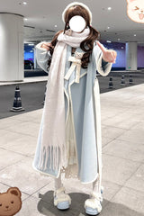 [Cute Bear] Long Sleeves Bowknot Sweet Lolita Long Coat 2 Colors - Blue - 2