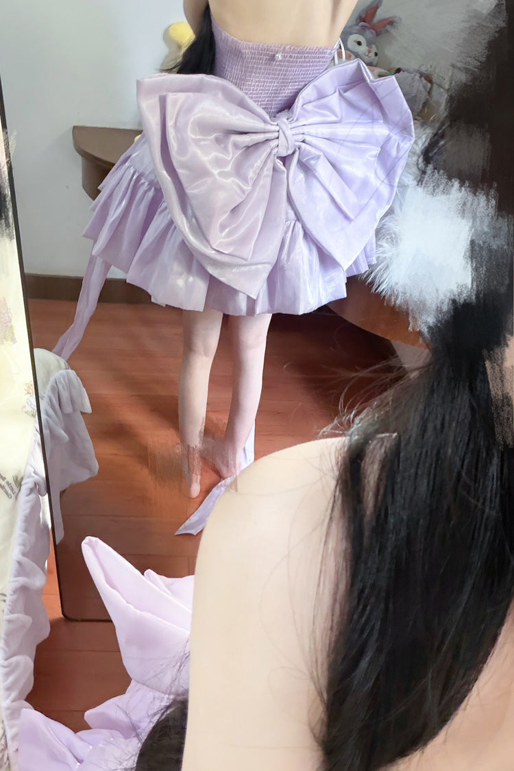 Purple [Moon-White & Star-Purple × First Spirit Twins Series] Sleeveless Ruffled Bow Lace-Up Princess Gorgeous Sweet Lolita Dress - Product - 5
