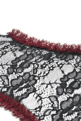 Black/Red Long Puff Flared Sleeves Floral Lace Women's Gothic Cape - Product - 14