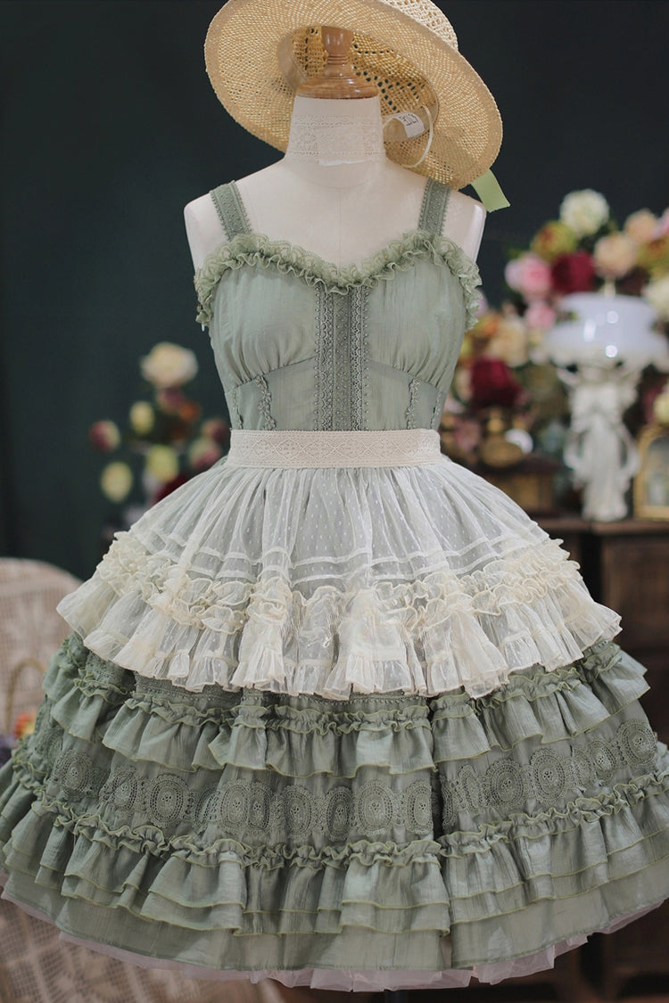 Dream Bouquet Elegant French Ruffle Sweet Lolita JSK Tiered Dress 4 Colors - Product - 6