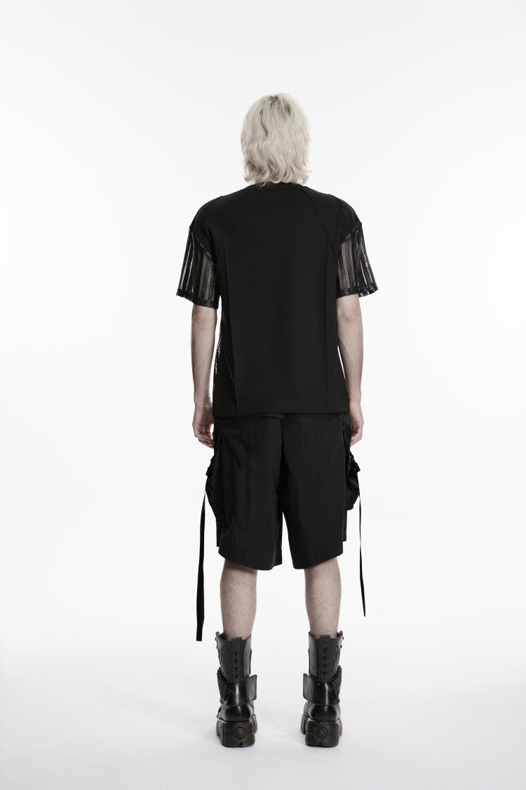 Black Buckled Men's Punk Shorts WIth Big Pocket - Product - 3