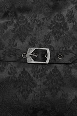 Black Lapel Collar Multi-layer Floral Print Ruffle Lace Mens Gothic Vest - Product - 9
