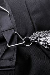 Black Lapel Collar Long Sleeves Chain-Decorated Women's Punk Irregular Short Jacket - Product - 15