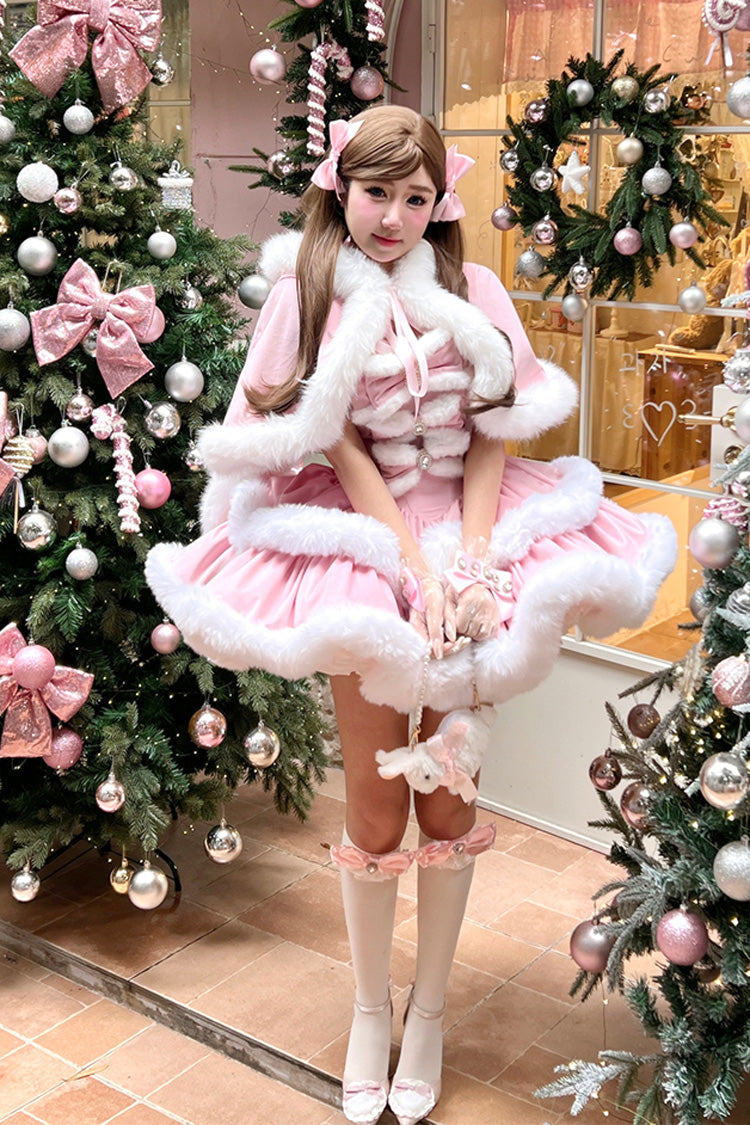 Pink [Holiday] Double-Layered Bowknot Sweet Princess Lolita Strapless Dress - Product - 9