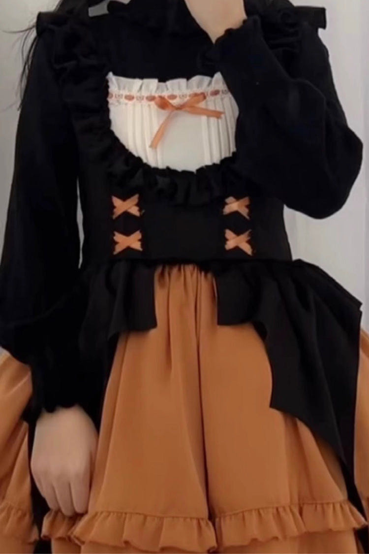 Orange Halloween Starry Night Witch Multi-layer Ruffle Sweet Lolita Jsk Dress - Product - 3