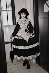 [Castle Night] Long Sleeves Ruffle Embroidery Gothic Lolita Dress 2 Colors - Product - 10