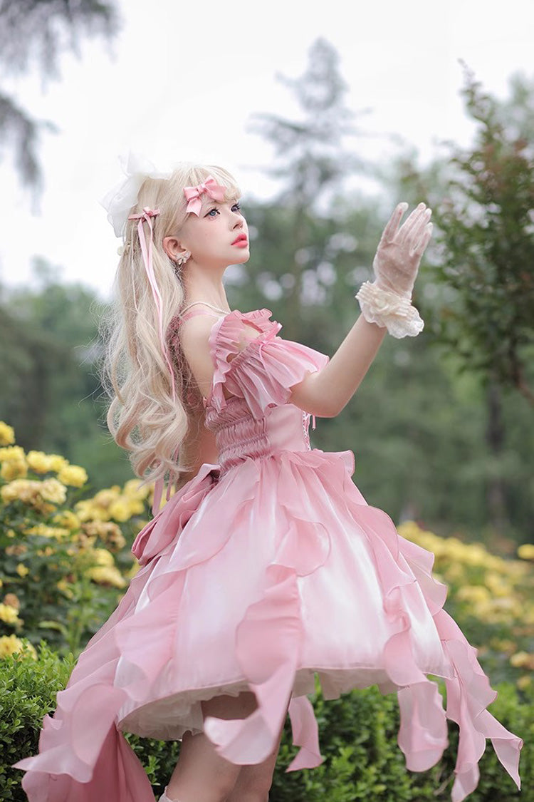 Princess Wedding High Waisted Lace Sweet Lolita Strapless Dress 2 Colors - Product - 7