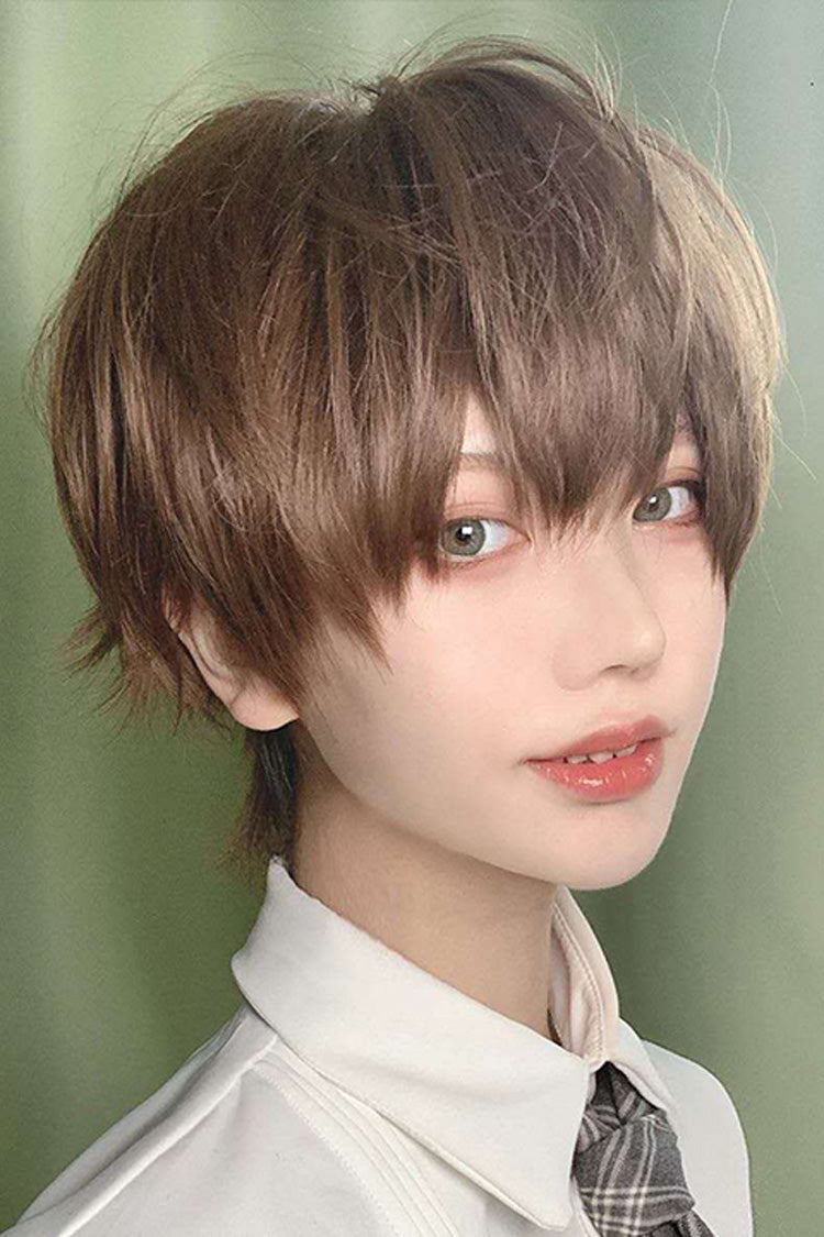 Brown Short Hair Prince Ouji Wig - Brown - 1