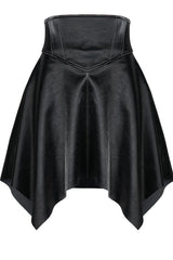 Black Glossy Cortex Waist Seal Square Hem High Waist Women's Gothic Skirt - Product - 5