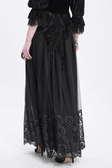 Black Stitching Floral Mesh Women's Gothic Skirt - Product - 3