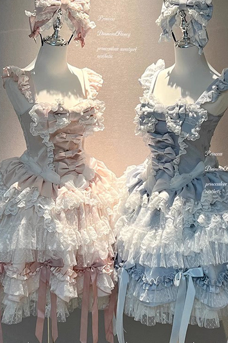 [Girl Doll] Multi-Layered Ruffle Bowknot Lace Sweet Princess Lolita Jsk Dress - Product - 3