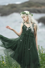 Green Forestry Asymmetric Hem Sweet Chinese Style Lolita Jsk Dress - Product - 5
