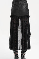 Black Chain Lace Irregular Hem Mesh Women's Gothic Skirt - Product - 4