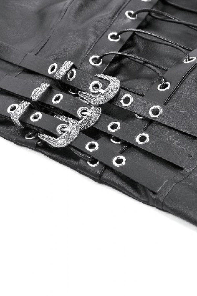 Black Lace-Up Eyelet Belted Women's Punk Bustier - Product - 15