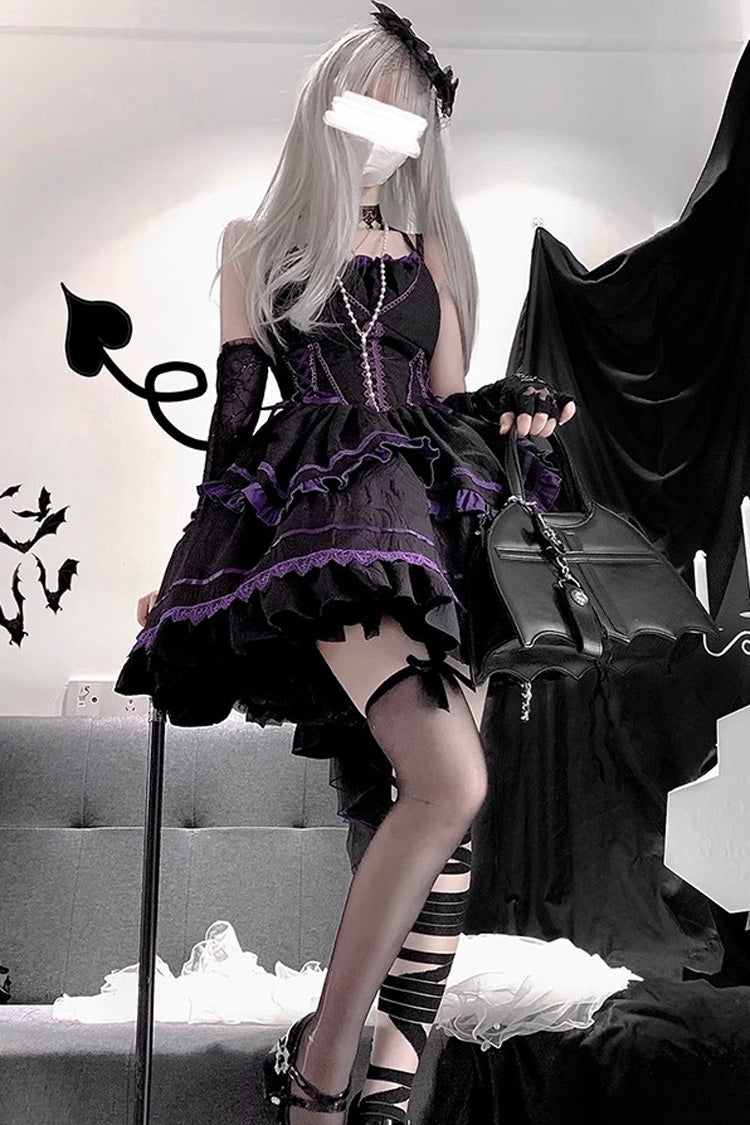 Black/Purple Seine River Multi-layer Ruffle Ballet Style Gothic Lolita Jsk Dress - Product - 2