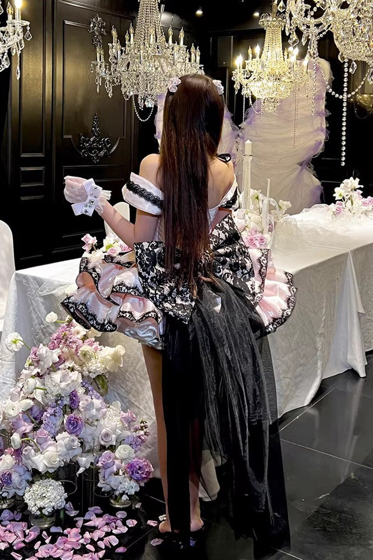 Pink [Love Poems of the Heart] Sleeveless Triple-Layered Ruffled Lace Lace-Up Sweet Lolita Jsk Dress - Product - 8