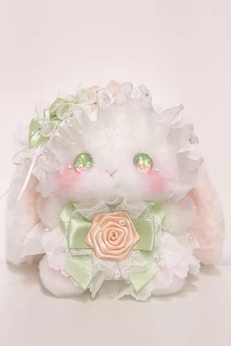 White/Green Lop-Eared Rabbit Doll Bowknot Lace Sweet Lolita Bag - White/Green - 1