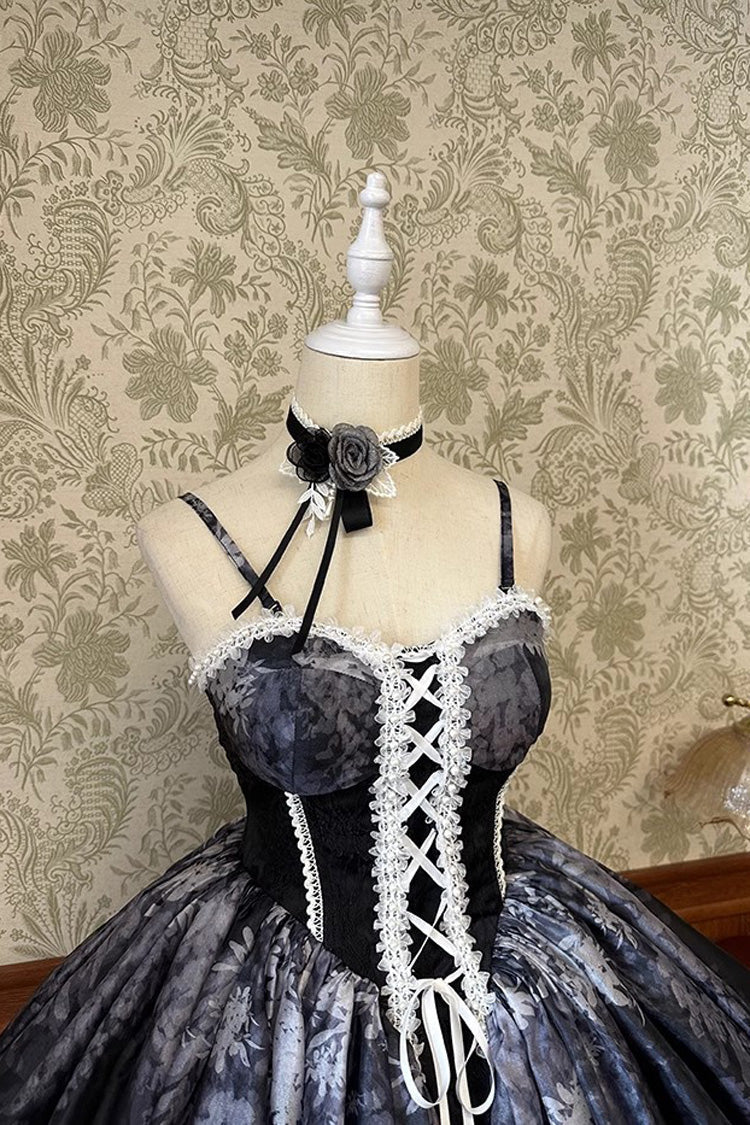 Black Sleeveless Ruffle Bowknot Gothic Princess Fish Bone Bridesmaid Lolita Jsk Dress - Product - 6