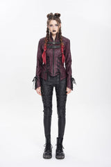 Red Pentacle Lace-Up Buckle Women's Punk Jacket - Product - 5
