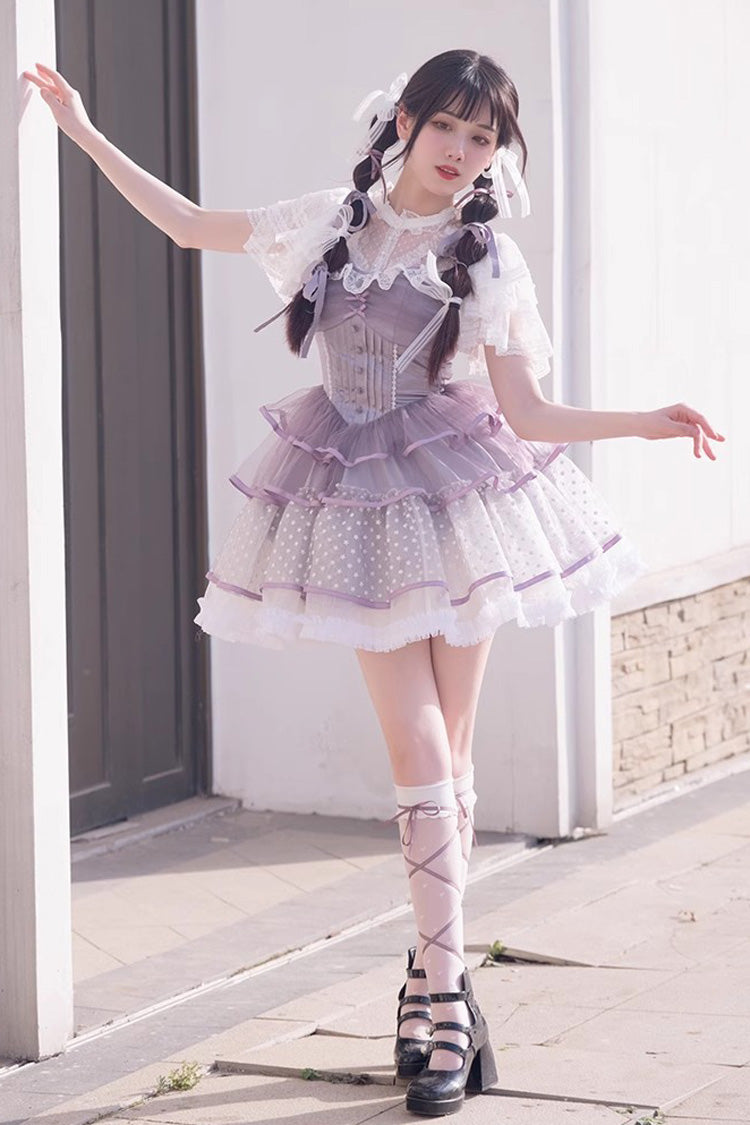 Purple Star Trail Star Yarn Multi-Layer Ballet Sweet Lolita Jsk Dress - Product - 6