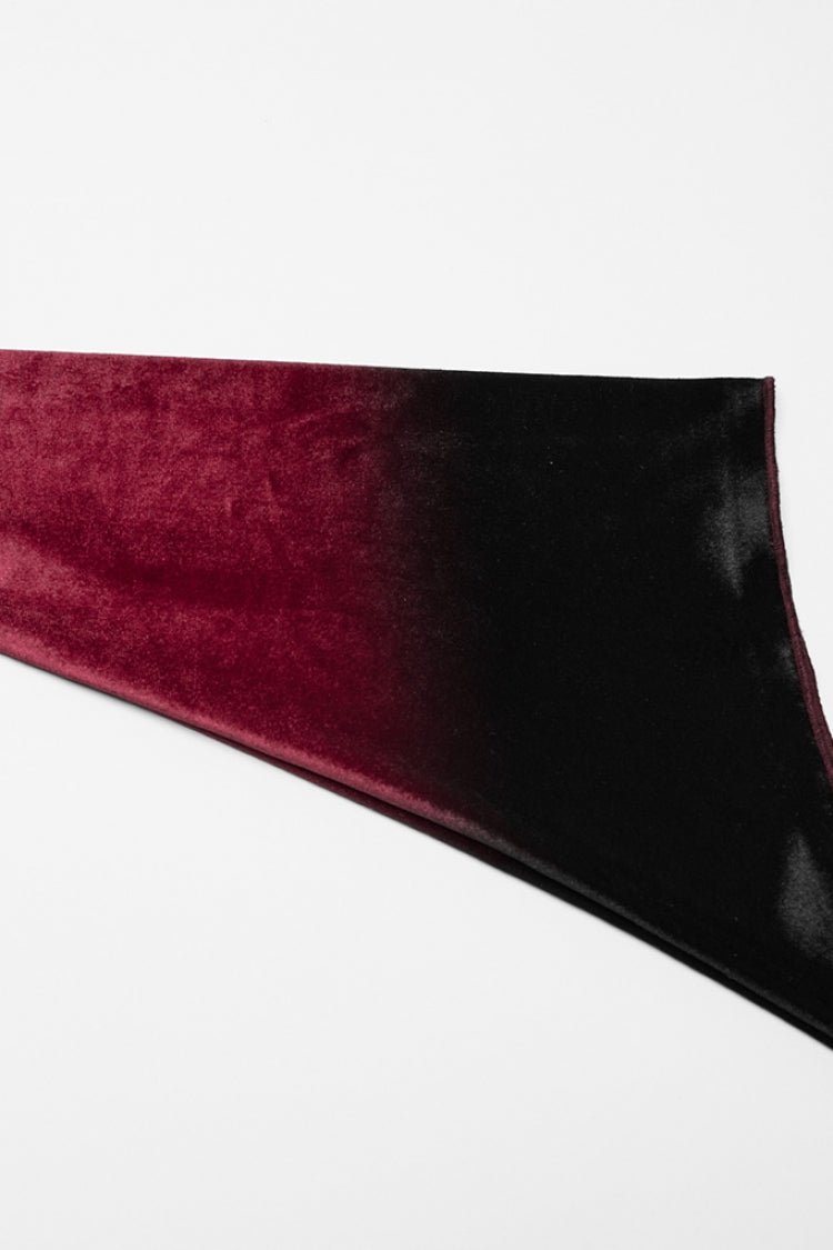 Red Long Sleeves Gradient Irregular Women's Gothic Blouse - Product - 6