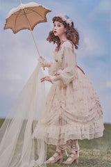 Ivory Time Letter Multi-layer Print Ruffle Bowknot Daily Sweet Elegant Lolita Dress - Product - 14