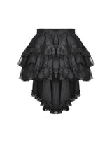 Black Multi-Layered Lace Women's Gothic Puffy Skirt with Detachable Swallow Tail - Product - 12
