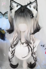 Black/White Ombre Long Wavy Sweet Lolita Wig with Air Bangs - Product - 4