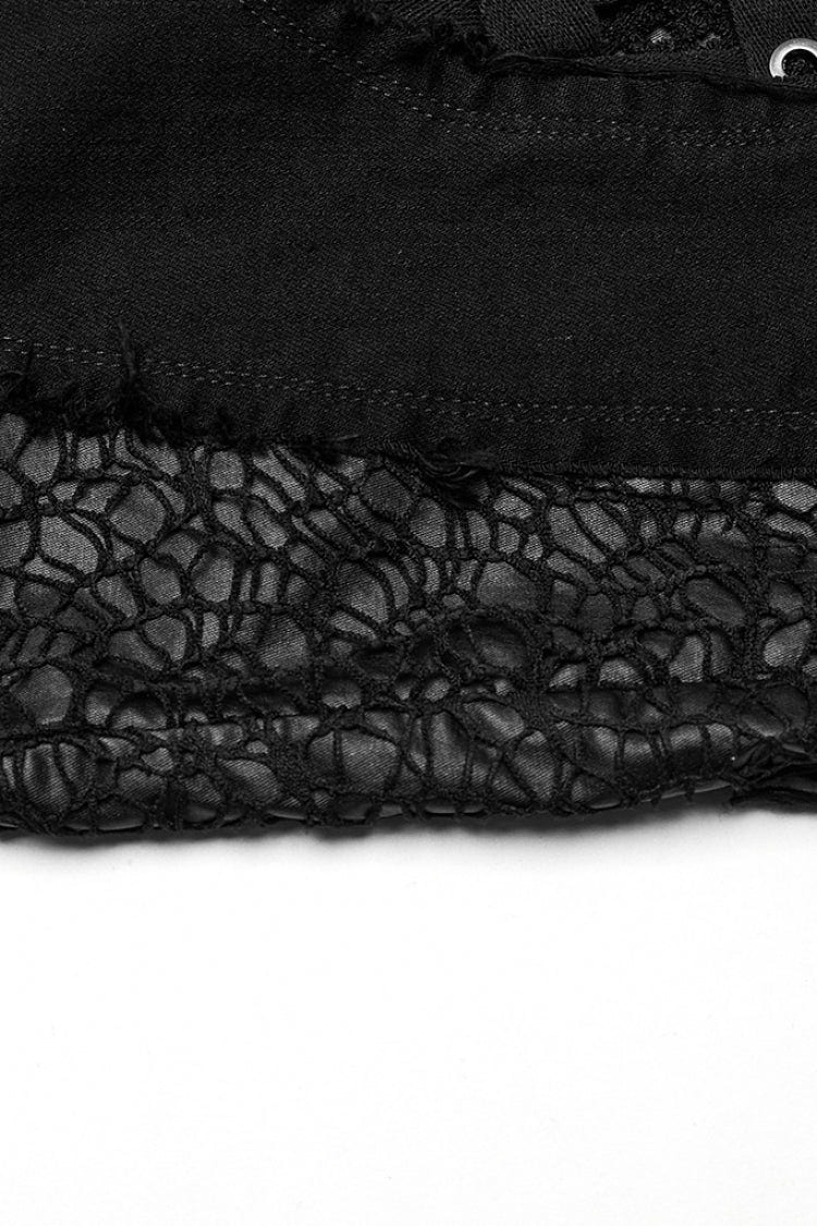 Black Hole Eyes Buckle Unedged Flared Women's Punk Pants - Product - 6