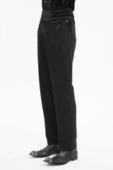 Black Lace Trim Embellished High Waisted Men's Gothic Pants - Product - 2