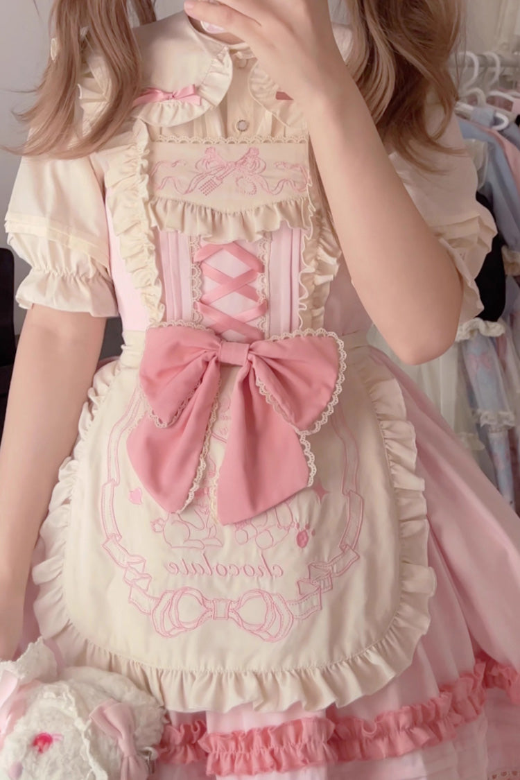 Raw Chocolate Mille Crepe Ruffle Bowknot Sweet Princess Lolita Jsk Dress 3 Colors - Product - 4