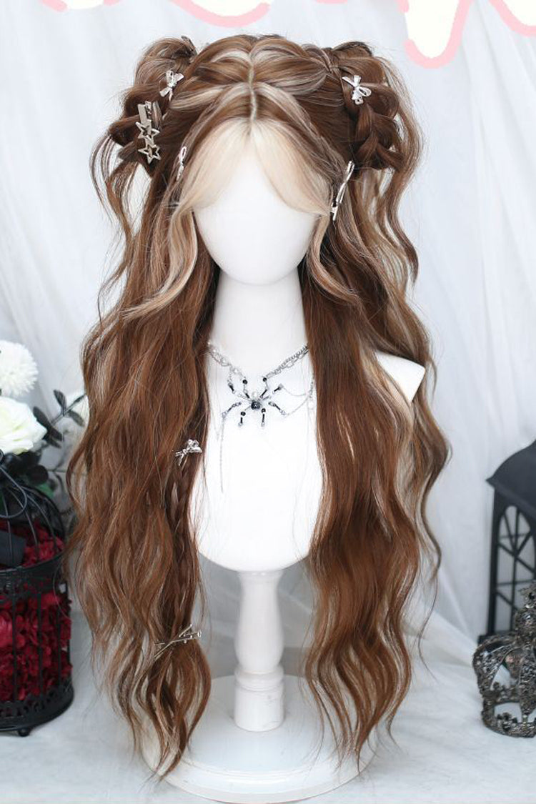 Brown Pick Dye Sweet Long Curly Lolita Wigs - Product - 2