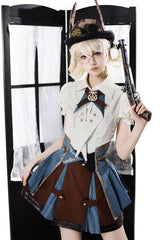 [Fairy Town Train Conductor] British Academy Short Sleeves Embroidery Punk Handsome Lolita Skirt Set - Product - 12
