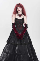 Black Sleeveless Multi-Layered Embroidery Pearl Women's Gothic Slip Dress - Product - 11
