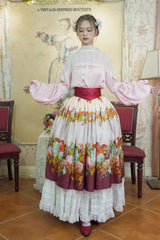 Red [Rainy Season Garden] Print Ruffle Sweet Classic Lolita Skirt - Product - 4