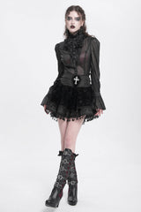 Black Cross Tassel Print Women's Gothic Skirt - Product - 11