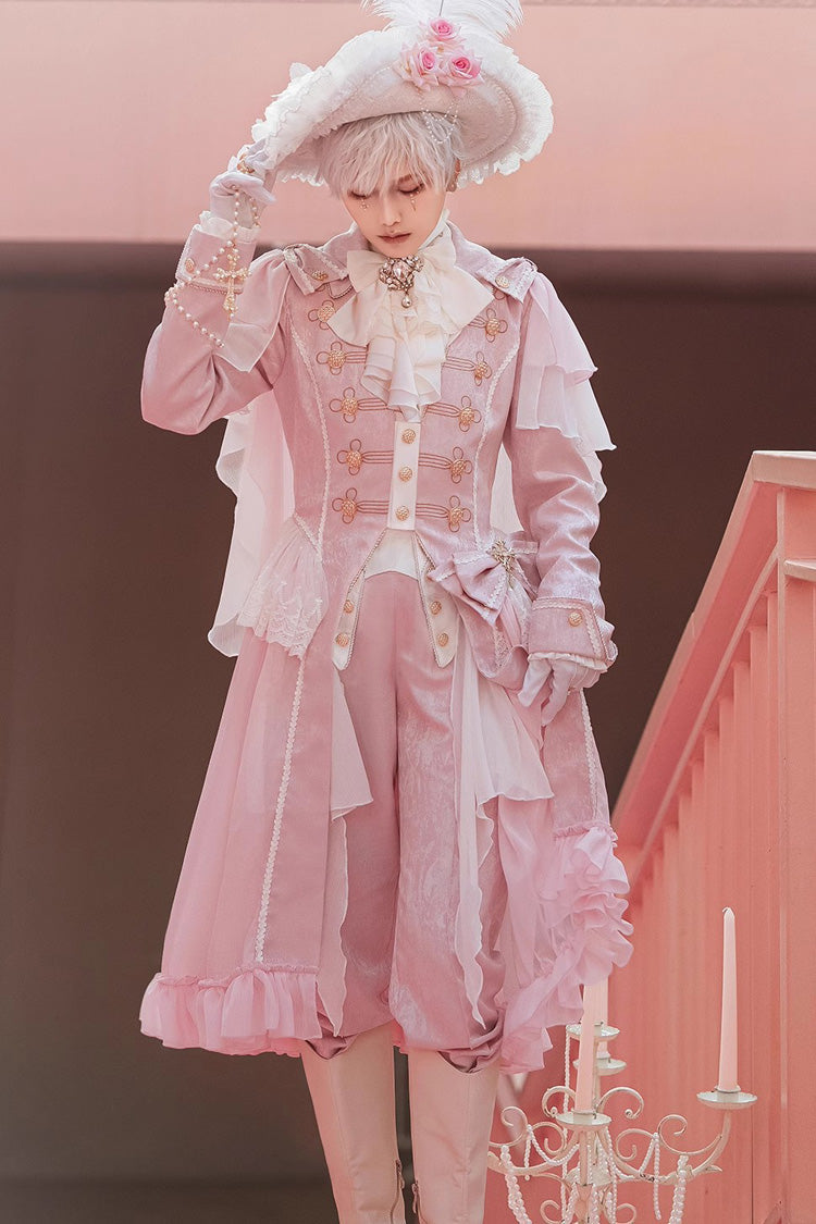 Pink Glass Castle Long Sleeves Bowknot Elegant Handsome Prince Ouji Fashion Lolita Coat - Pink - 1