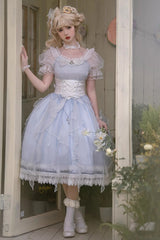 Blue Round Collar Mermaid Tears Short Sleeves Bowknot Sweet Princess Lolita Dress - Product - 2