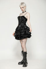 Black Sleeveless Multi-Layered Ruffled Women's Punk Party Slip Dress Graduation Dress - Product - 11