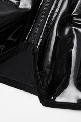Black V Collar Sleeveless Buckle Zipper Faux Leather Women's Gothic Vest - Product - 7