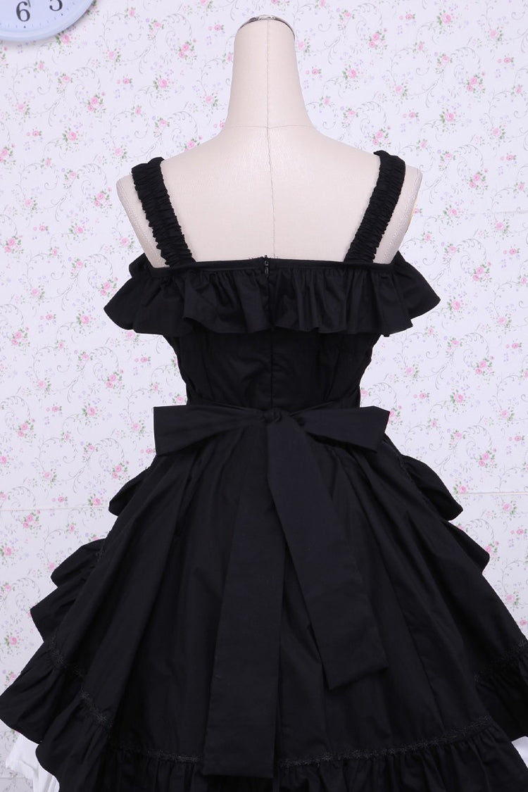 Black/White Cotton Multi-Layer Bowknot Cardigan Classic Lolita Dress - Product - 2
