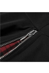 Black/Red Splice Plaid Metal Zipper Decoration Pleated Women's Punk Skirt - Product - 7
